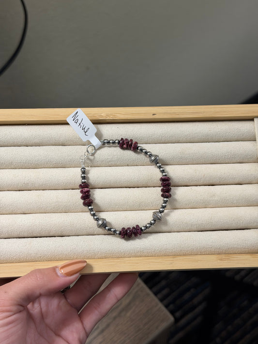 Purple spiny native strung bracelet