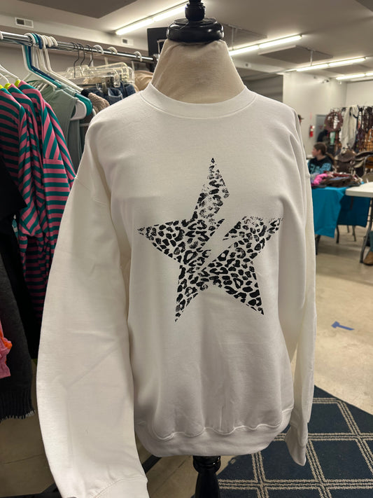 Star leopard pattern sweatshirt