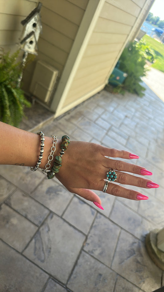 Turquoise chip bracelet with Navajo pearls