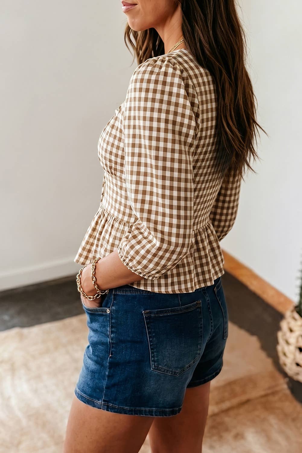Plaid long sleeve top
