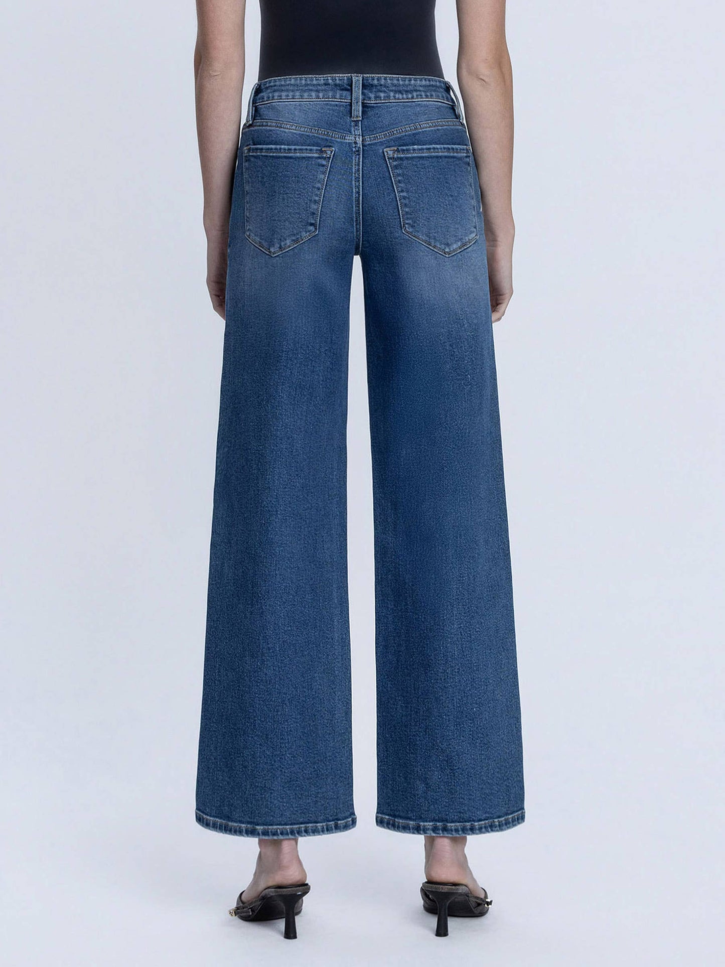 HIGH RISE DARK WASH WIDE LEG JEAN