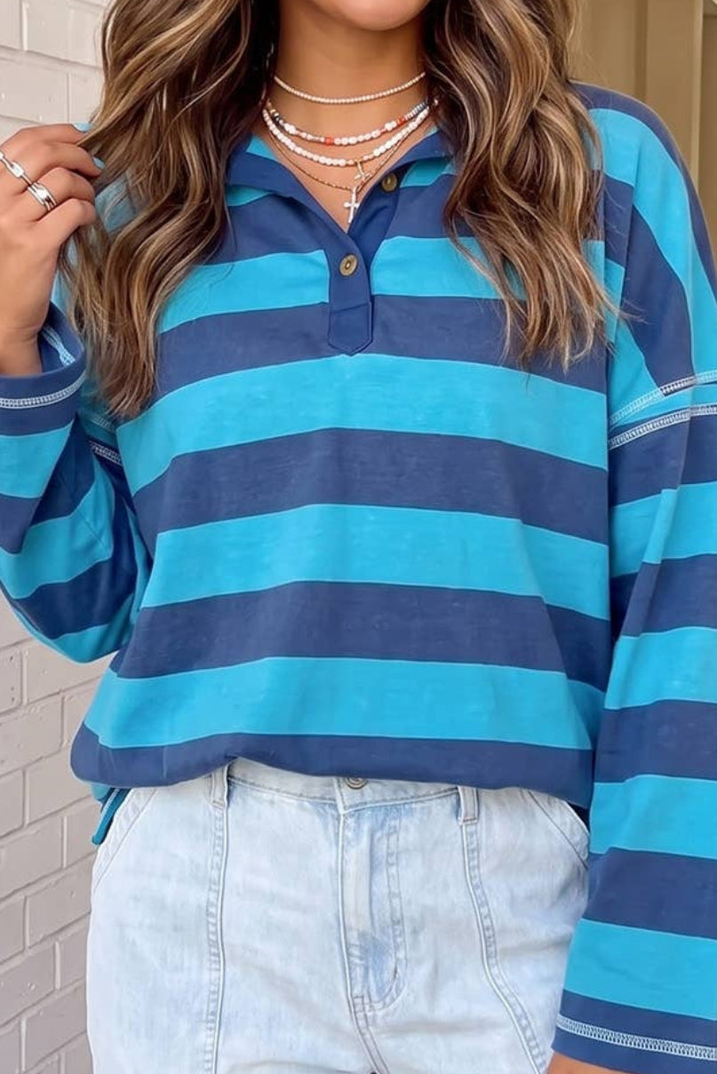 Blue striped crewneck